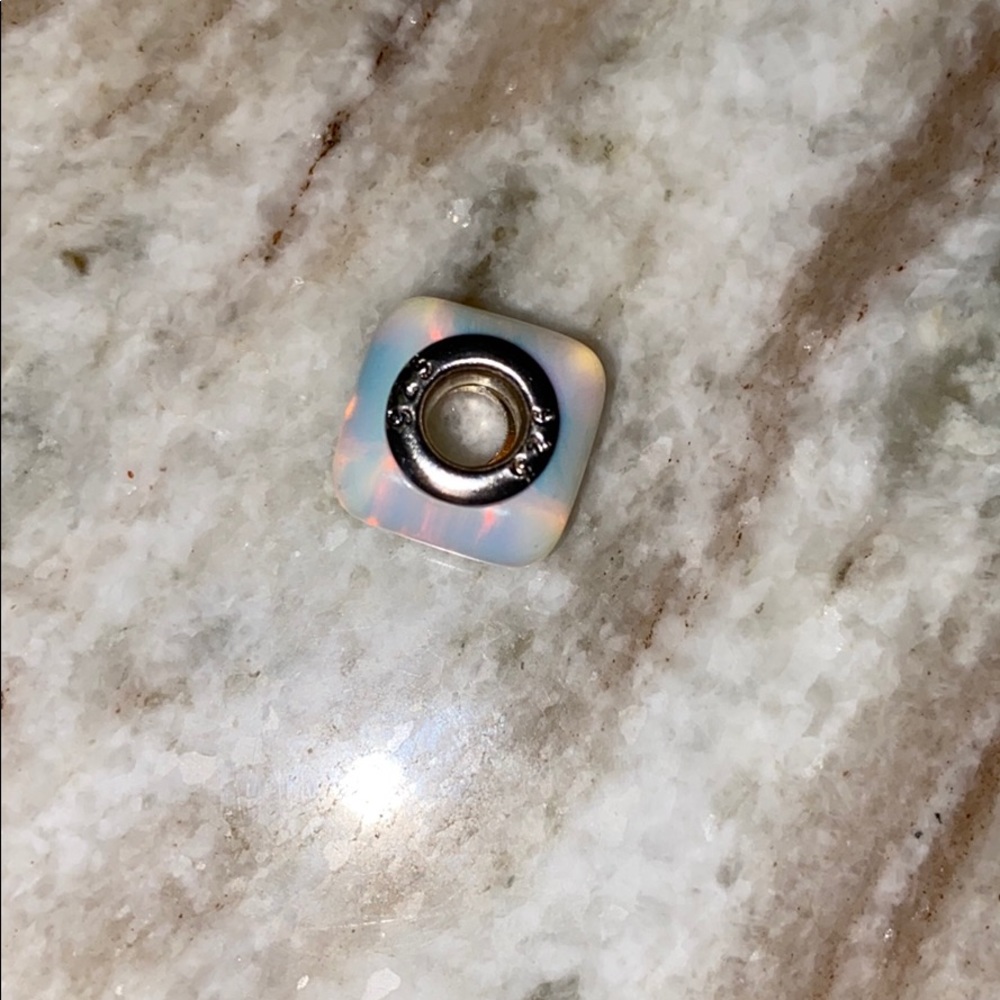 Opalescent glass bracelet bead